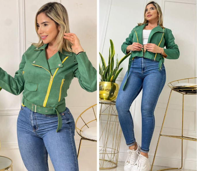 Chaqueta Biker en Gamuza